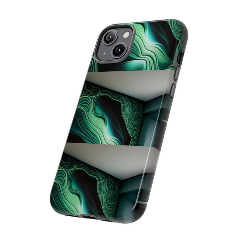 Green Geometric Patterns - Tough Cases  All iPhone 15, 14, 13, 12, 11, X, 8 , Google Pixel 7, 6, 5, Samsung Galaxy 23, 22, 21, 20, 10