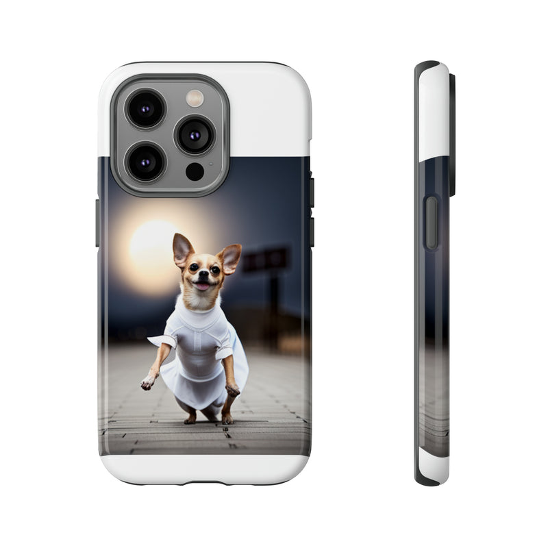 Cute White Dress Chihuahua Tough Cases. All iPhone 15, 14, 13, 12, 11, X, 8 , Google Pixel 7, 6, 5, Samsung Galaxy 23, 22, 21, 20, 10