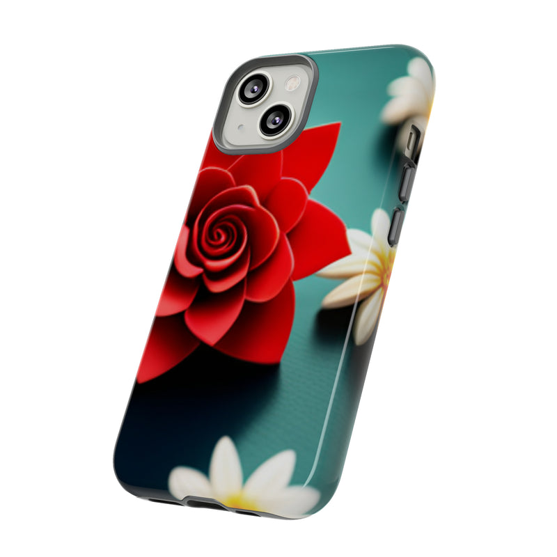 Red Flower On The Connor Tough Cases  All iPhone 15, 14, 13, 12, 11, X, 8 , Google Pixel 7, 6, 5, Samsung Galaxy 23, 22, 21, 20, 10