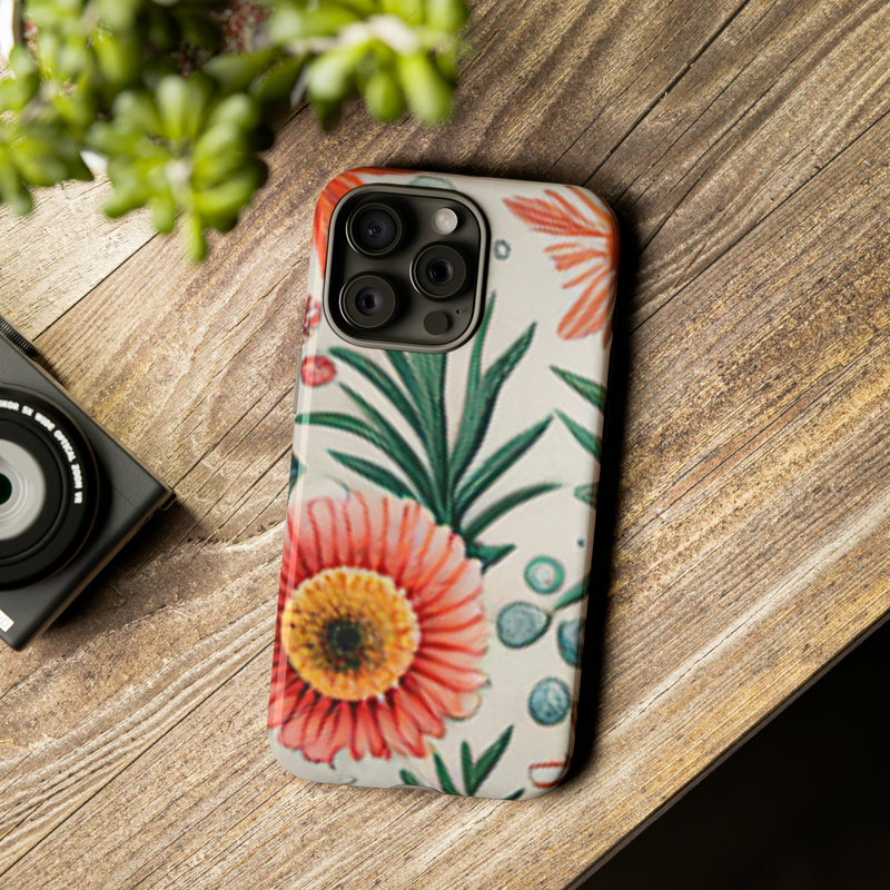 Orange Exotic Flowers Tough Cases All iPhone 15, 14, 13, 12, 11, X, 8 , Google Pixel 7, 6, 5, Samsung Galaxy 23, 22, 21, 20, 10