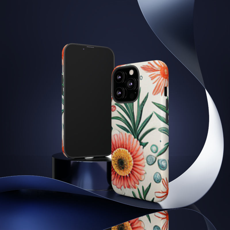 Orange Exotic Flowers Tough Cases All iPhone 15, 14, 13, 12, 11, X, 8 , Google Pixel 7, 6, 5, Samsung Galaxy 23, 22, 21, 20, 10