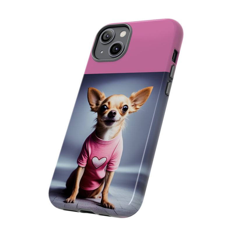 Pink Heart Chihuahua Tough Cases. All iPhone 15, 14, 13, 12, 11, X, 8 , Google Pixel 7, 6, 5, Samsung Galaxy 23, 22, 21, 20, 10