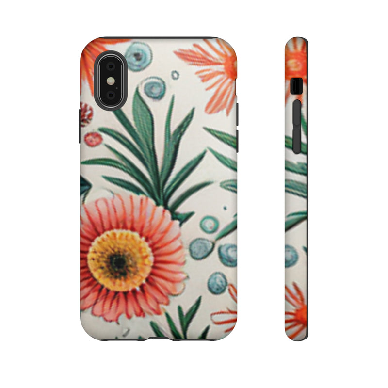 Orange Exotic Flowers Tough Cases All iPhone 15, 14, 13, 12, 11, X, 8 , Google Pixel 7, 6, 5, Samsung Galaxy 23, 22, 21, 20, 10