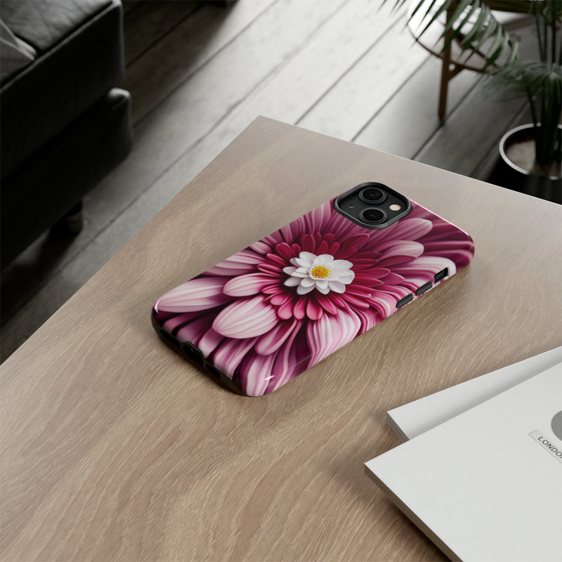 Pink Flower Tough Cases  All iPhone 15, 14, 13, 12, 11, X, 8 , Google Pixel 7, 6, 5, Samsung Galaxy 23, 22, 21, 20, 10