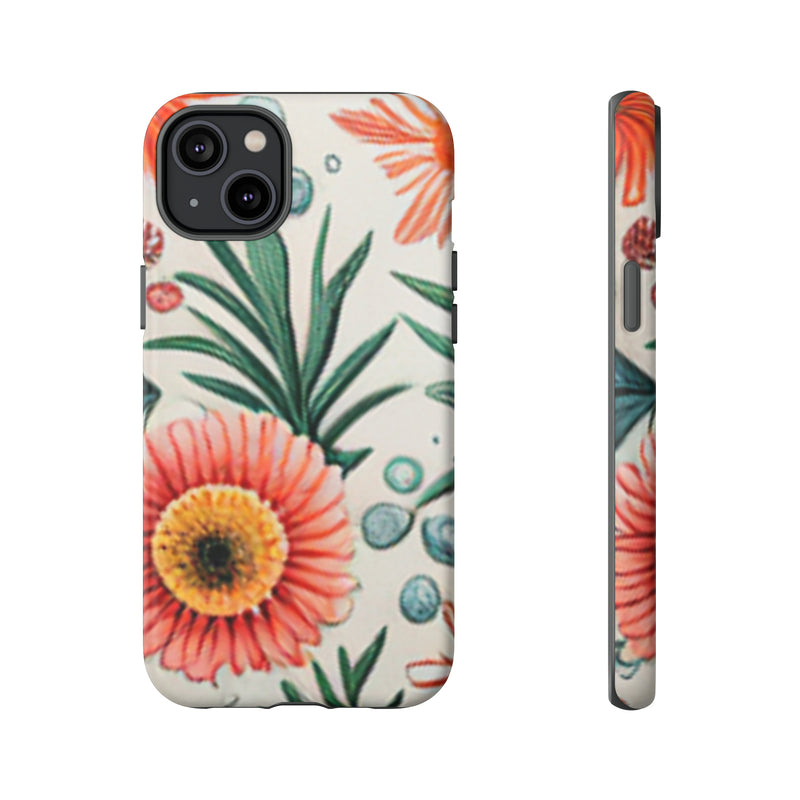 Orange Exotic Flowers Tough Cases All iPhone 15, 14, 13, 12, 11, X, 8 , Google Pixel 7, 6, 5, Samsung Galaxy 23, 22, 21, 20, 10