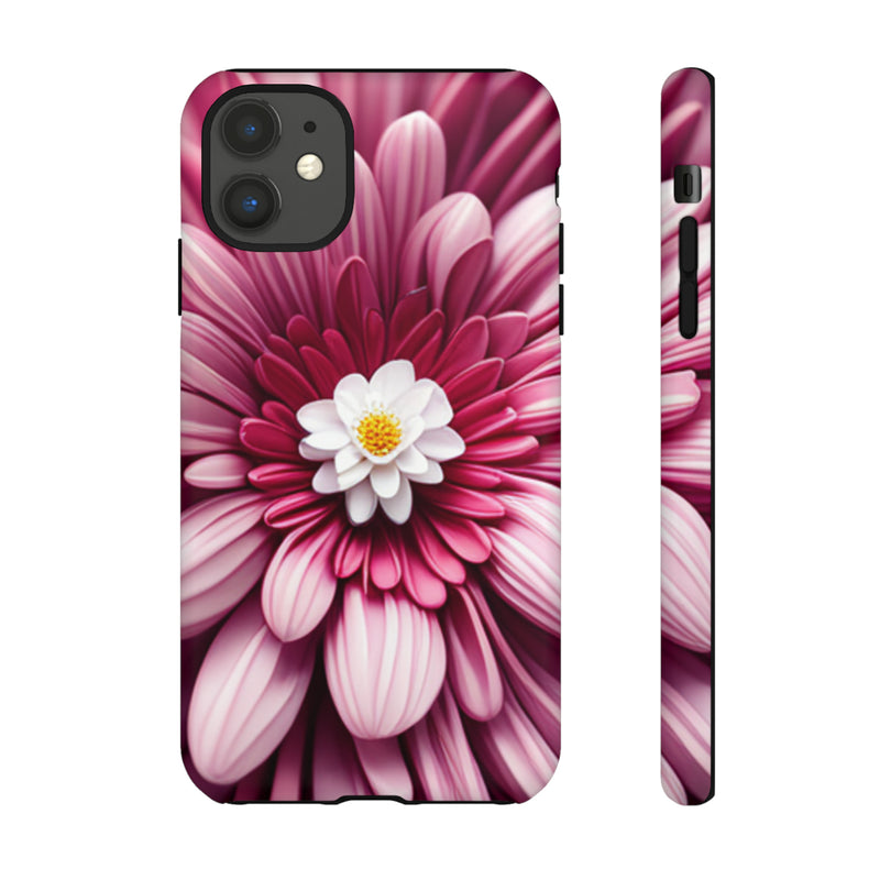 Pink Flower Tough Cases  All iPhone 15, 14, 13, 12, 11, X, 8 , Google Pixel 7, 6, 5, Samsung Galaxy 23, 22, 21, 20, 10