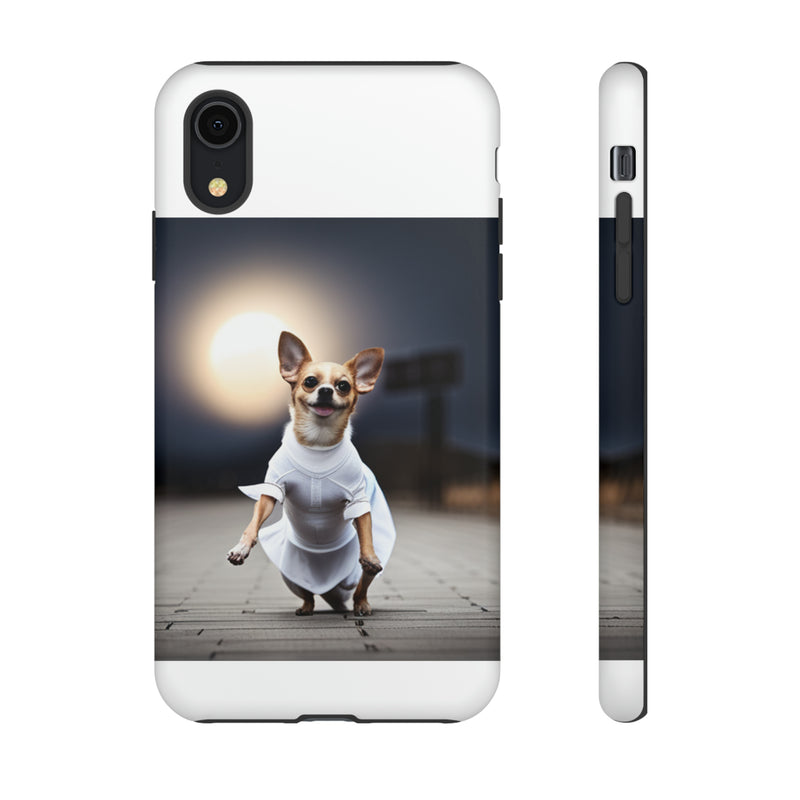 Cute White Dress Chihuahua Tough Cases. All iPhone 15, 14, 13, 12, 11, X, 8 , Google Pixel 7, 6, 5, Samsung Galaxy 23, 22, 21, 20, 10