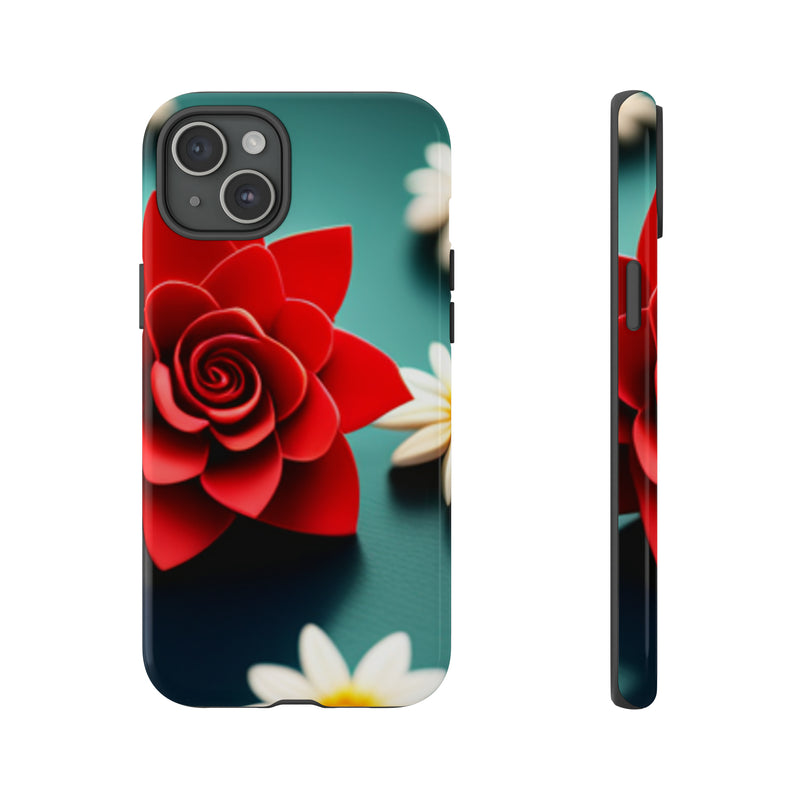 Red Flower On The Connor Tough Cases  All iPhone 15, 14, 13, 12, 11, X, 8 , Google Pixel 7, 6, 5, Samsung Galaxy 23, 22, 21, 20, 10