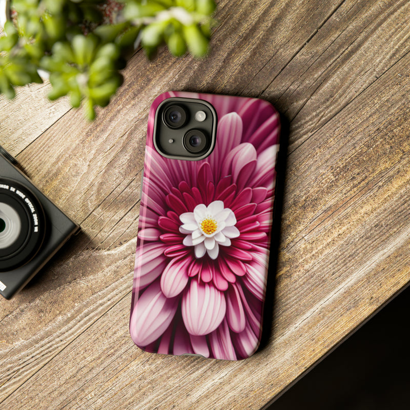 Pink Flower Tough Cases  All iPhone 15, 14, 13, 12, 11, X, 8 , Google Pixel 7, 6, 5, Samsung Galaxy 23, 22, 21, 20, 10