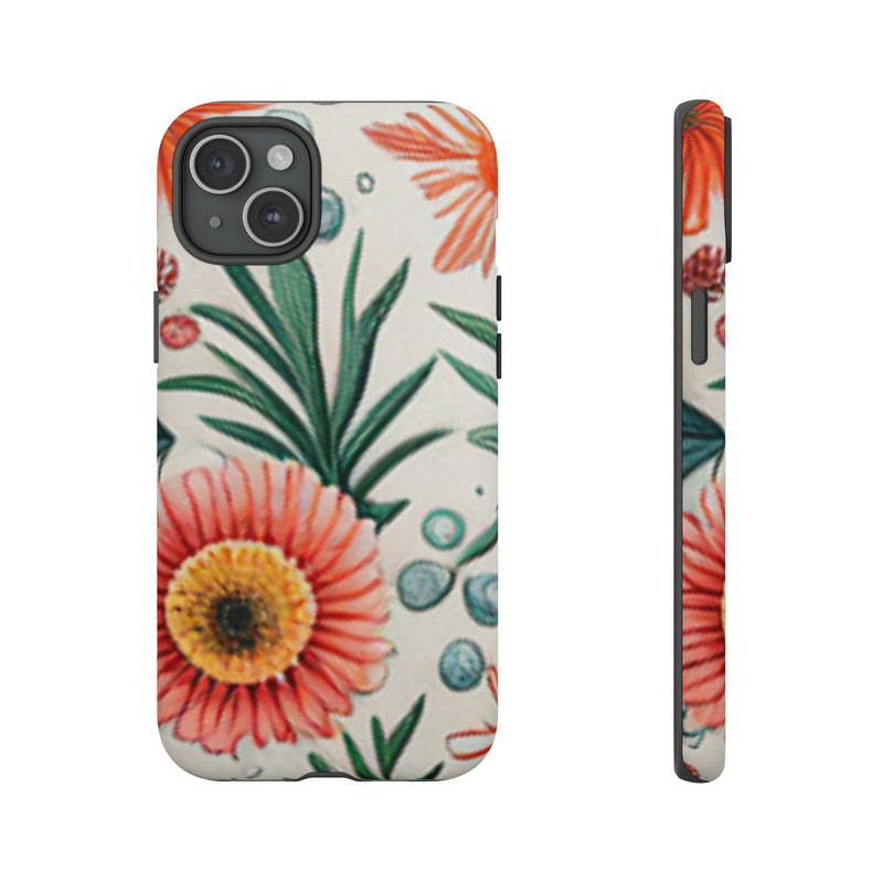 Orange Exotic Flowers Tough Cases All iPhone 15, 14, 13, 12, 11, X, 8 , Google Pixel 7, 6, 5, Samsung Galaxy 23, 22, 21, 20, 10