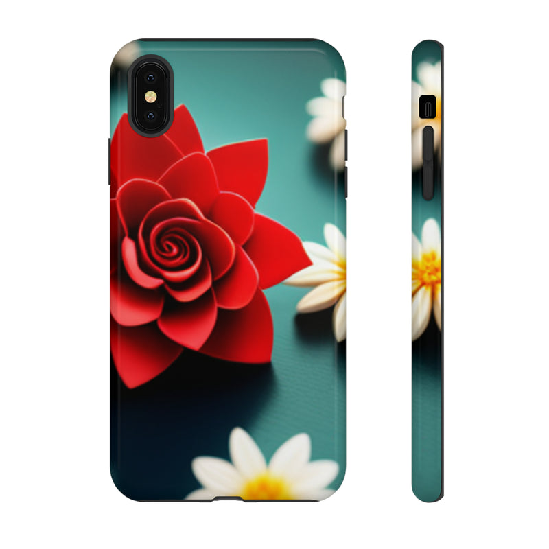 Red Flower On The Connor Tough Cases  All iPhone 15, 14, 13, 12, 11, X, 8 , Google Pixel 7, 6, 5, Samsung Galaxy 23, 22, 21, 20, 10