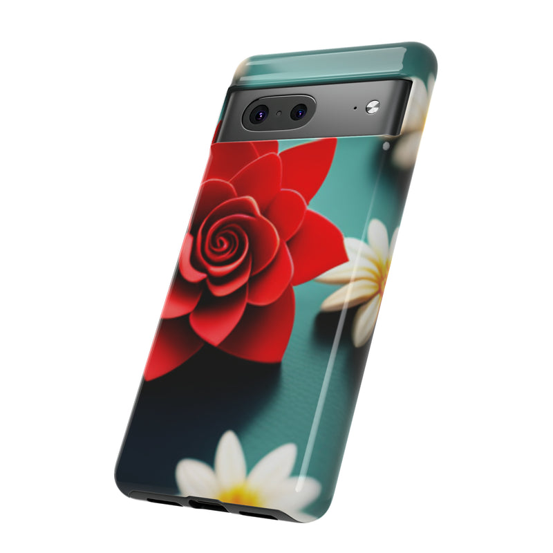 Red Flower On The Connor Tough Cases  All iPhone 15, 14, 13, 12, 11, X, 8 , Google Pixel 7, 6, 5, Samsung Galaxy 23, 22, 21, 20, 10