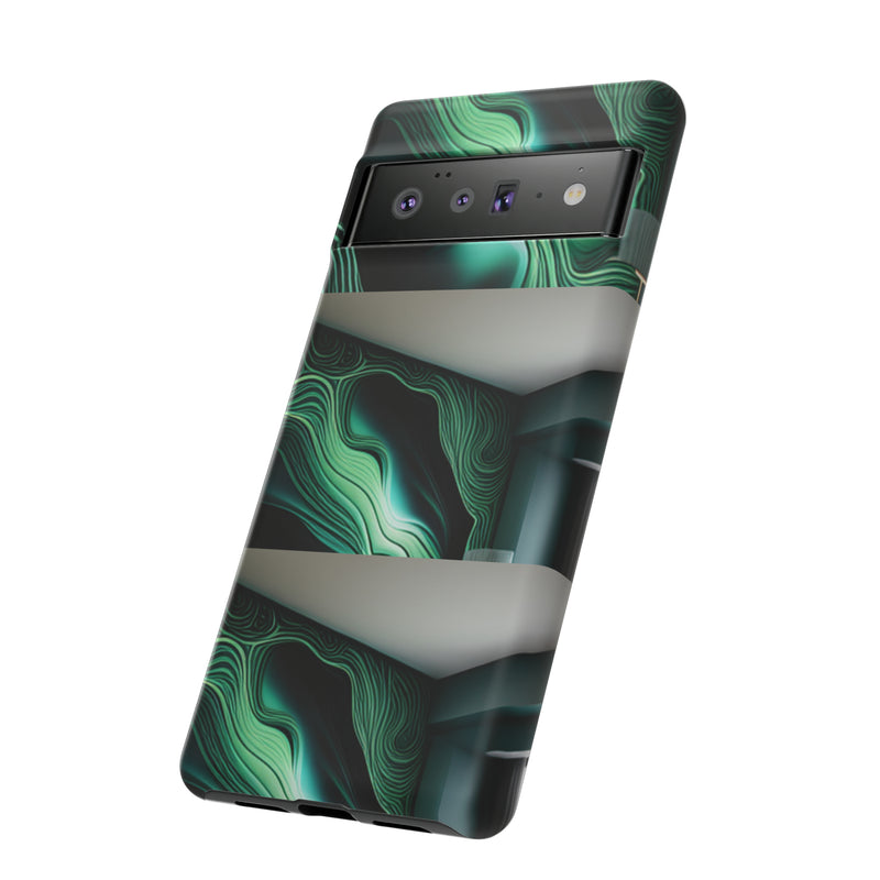 Green Geometric Patterns - Tough Cases  All iPhone 15, 14, 13, 12, 11, X, 8 , Google Pixel 7, 6, 5, Samsung Galaxy 23, 22, 21, 20, 10