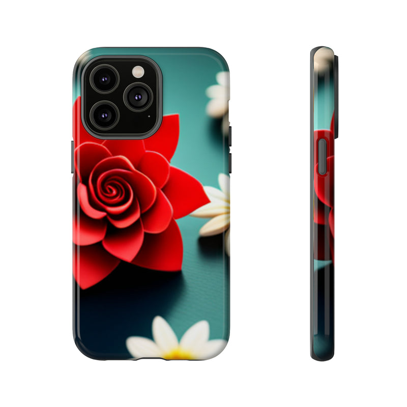 Red Flower On The Connor Tough Cases  All iPhone 15, 14, 13, 12, 11, X, 8 , Google Pixel 7, 6, 5, Samsung Galaxy 23, 22, 21, 20, 10