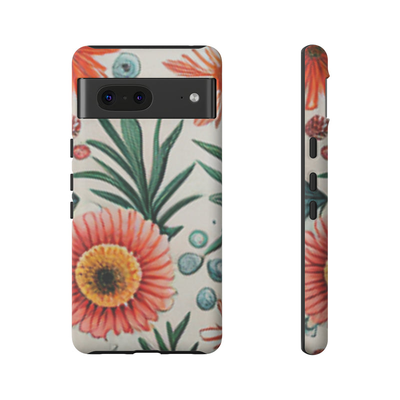 Orange Exotic Flowers Tough Cases All iPhone 15, 14, 13, 12, 11, X, 8 , Google Pixel 7, 6, 5, Samsung Galaxy 23, 22, 21, 20, 10