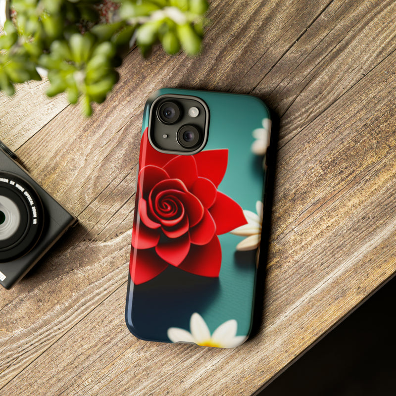 Red Flower On The Connor Tough Cases  All iPhone 15, 14, 13, 12, 11, X, 8 , Google Pixel 7, 6, 5, Samsung Galaxy 23, 22, 21, 20, 10