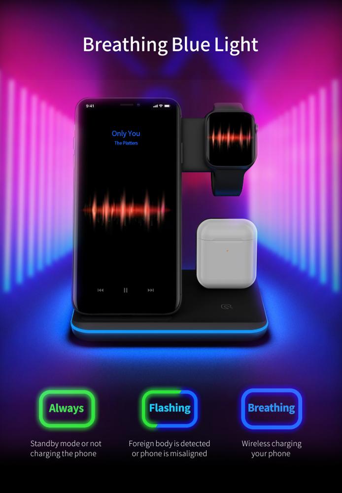 Mobile Phone Wireless Charger Stand Watch Earphone Wireless Charger 3 In 1 Wireless Charger Stand