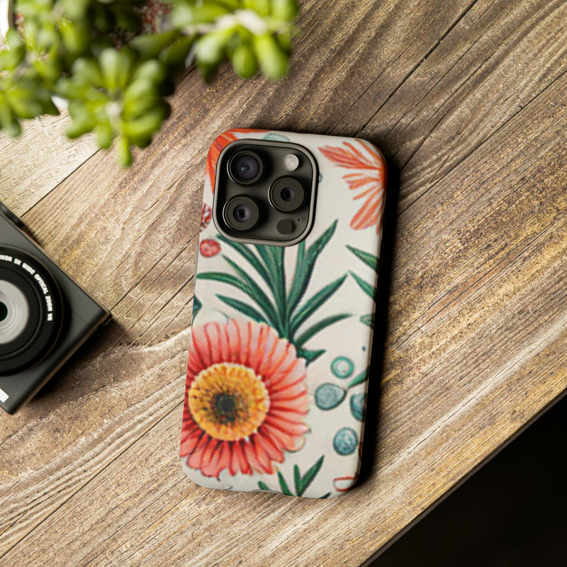 Orange Exotic Flowers Tough Cases All iPhone 15, 14, 13, 12, 11, X, 8 , Google Pixel 7, 6, 5, Samsung Galaxy 23, 22, 21, 20, 10