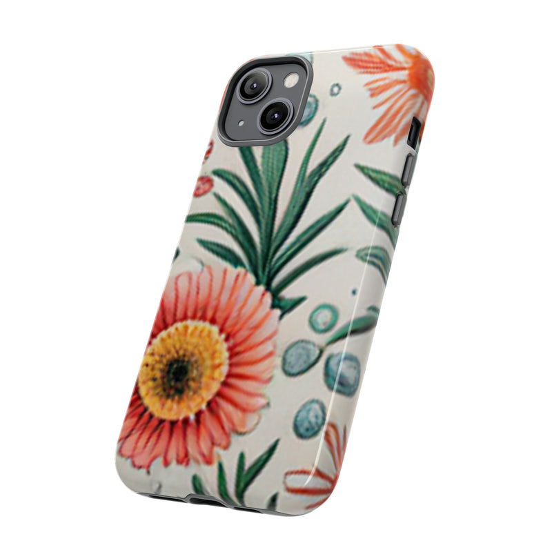 Orange Exotic Flowers Tough Cases All iPhone 15, 14, 13, 12, 11, X, 8 , Google Pixel 7, 6, 5, Samsung Galaxy 23, 22, 21, 20, 10