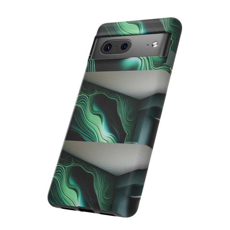 Green Geometric Patterns - Tough Cases  All iPhone 15, 14, 13, 12, 11, X, 8 , Google Pixel 7, 6, 5, Samsung Galaxy 23, 22, 21, 20, 10