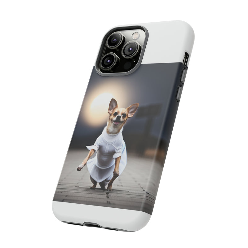 Cute White Dress Chihuahua Tough Cases. All iPhone 15, 14, 13, 12, 11, X, 8 , Google Pixel 7, 6, 5, Samsung Galaxy 23, 22, 21, 20, 10