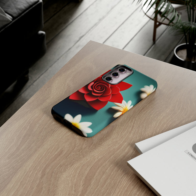 Red Flower On The Connor Tough Cases  All iPhone 15, 14, 13, 12, 11, X, 8 , Google Pixel 7, 6, 5, Samsung Galaxy 23, 22, 21, 20, 10