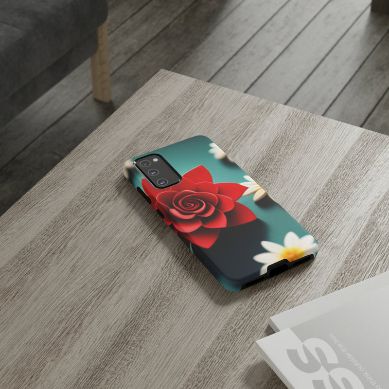 Red Flower On The Connor Tough Cases  All iPhone 15, 14, 13, 12, 11, X, 8 , Google Pixel 7, 6, 5, Samsung Galaxy 23, 22, 21, 20, 10