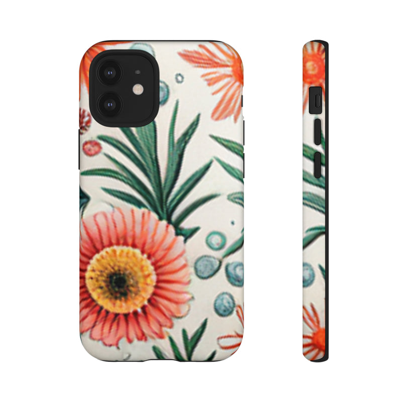 Orange Exotic Flowers Tough Cases All iPhone 15, 14, 13, 12, 11, X, 8 , Google Pixel 7, 6, 5, Samsung Galaxy 23, 22, 21, 20, 10