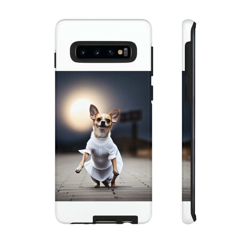 Cute White Dress Chihuahua Tough Cases. All iPhone 15, 14, 13, 12, 11, X, 8 , Google Pixel 7, 6, 5, Samsung Galaxy 23, 22, 21, 20, 10