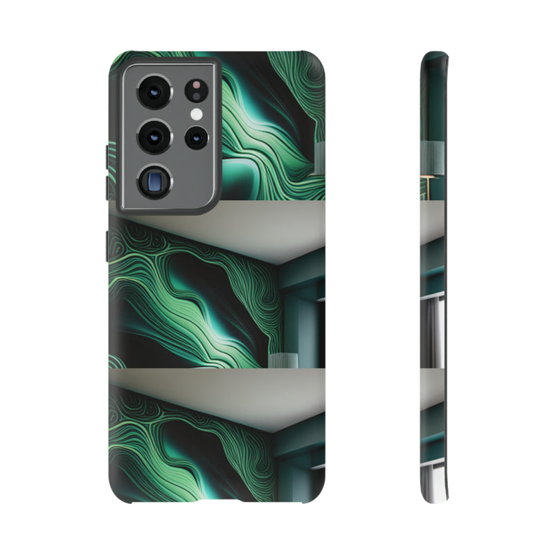 Green Geometric Patterns - Tough Cases  All iPhone 15, 14, 13, 12, 11, X, 8 , Google Pixel 7, 6, 5, Samsung Galaxy 23, 22, 21, 20, 10