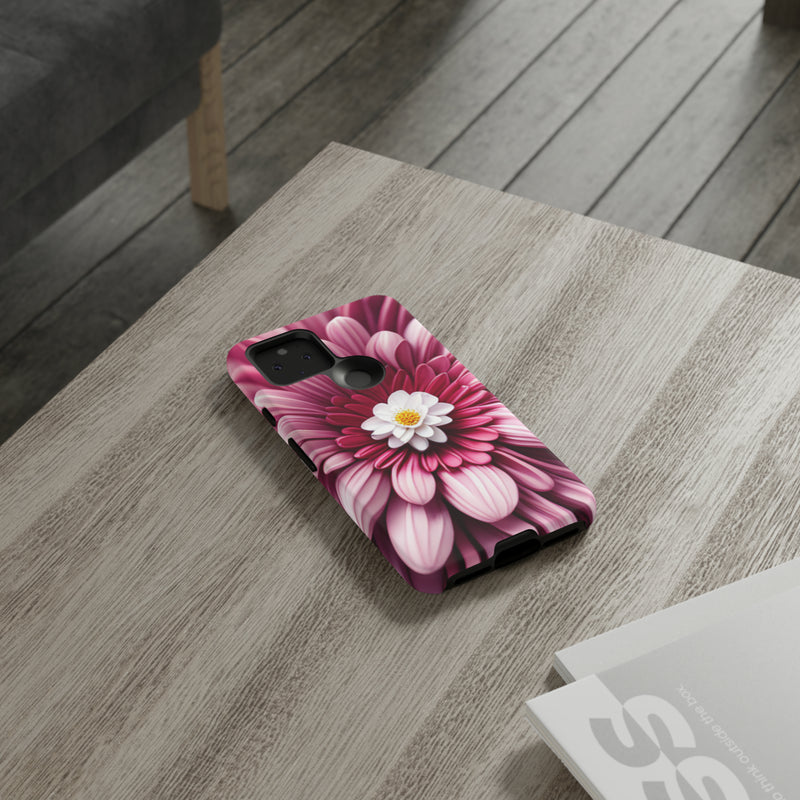 Pink Flower Tough Cases  All iPhone 15, 14, 13, 12, 11, X, 8 , Google Pixel 7, 6, 5, Samsung Galaxy 23, 22, 21, 20, 10