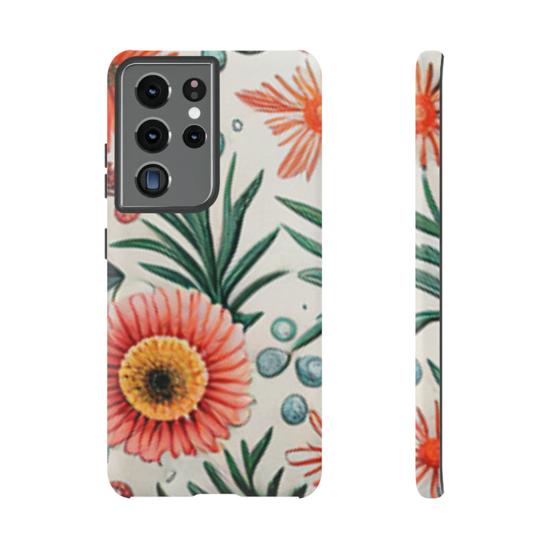 Orange Exotic Flowers Tough Cases All iPhone 15, 14, 13, 12, 11, X, 8 , Google Pixel 7, 6, 5, Samsung Galaxy 23, 22, 21, 20, 10