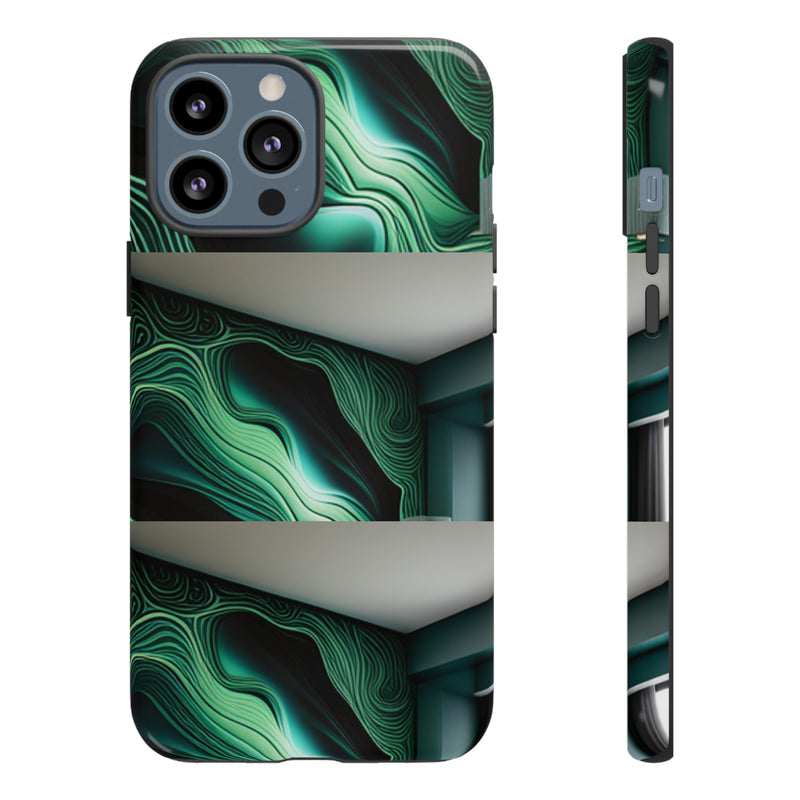 Green Geometric Patterns - Tough Cases  All iPhone 15, 14, 13, 12, 11, X, 8 , Google Pixel 7, 6, 5, Samsung Galaxy 23, 22, 21, 20, 10