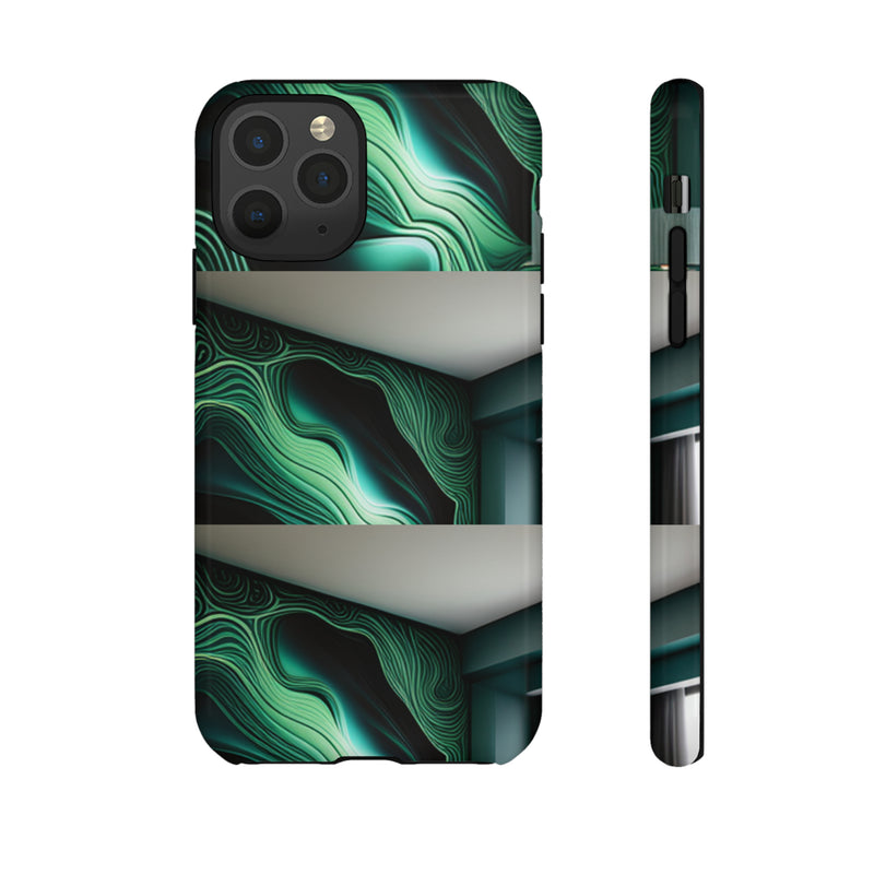 Green Geometric Patterns - Tough Cases  All iPhone 15, 14, 13, 12, 11, X, 8 , Google Pixel 7, 6, 5, Samsung Galaxy 23, 22, 21, 20, 10