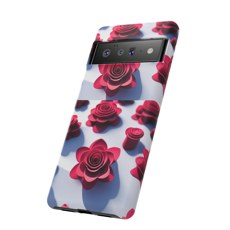 Pink Rouses Tough Cases  All iPhone 15, 14, 13, 12, 11, X, 8 , Google Pixel 7, 6, 5, Samsung Galaxy 23, 22, 21, 20, 10