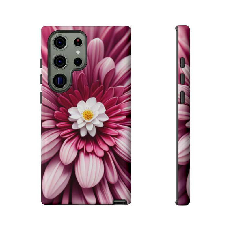 Pink Flower Tough Cases  All iPhone 15, 14, 13, 12, 11, X, 8 , Google Pixel 7, 6, 5, Samsung Galaxy 23, 22, 21, 20, 10