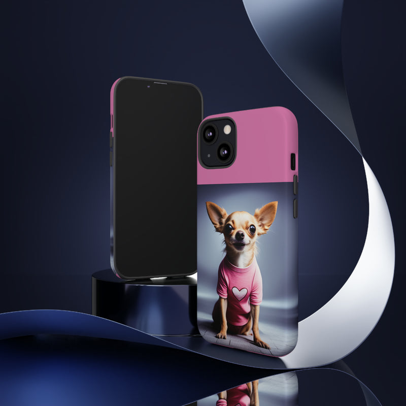 Pink Heart Chihuahua Tough Cases. All iPhone 15, 14, 13, 12, 11, X, 8 , Google Pixel 7, 6, 5, Samsung Galaxy 23, 22, 21, 20, 10