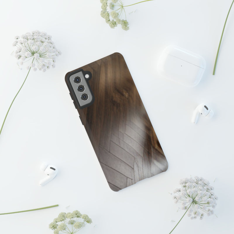 Shine Brown Floor Tough Cases. All iPhone 15, 14, 13, 12, 11, X, 8 , Google Pixel 7, 6, 5, Samsung Galaxy 23, 22, 21, 20, 10