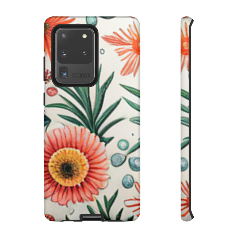 Orange Exotic Flowers Tough Cases All iPhone 15, 14, 13, 12, 11, X, 8 , Google Pixel 7, 6, 5, Samsung Galaxy 23, 22, 21, 20, 10