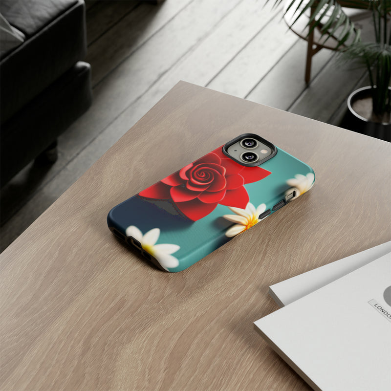 Red Flower On The Connor Tough Cases  All iPhone 15, 14, 13, 12, 11, X, 8 , Google Pixel 7, 6, 5, Samsung Galaxy 23, 22, 21, 20, 10