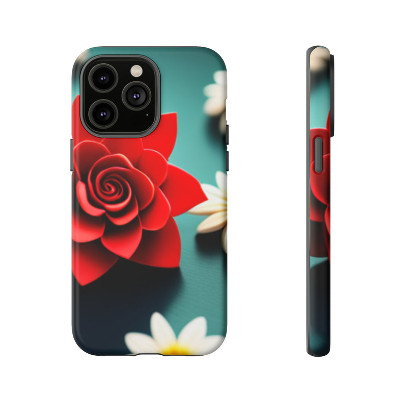 Red Flower On The Connor Tough Cases  All iPhone 15, 14, 13, 12, 11, X, 8 , Google Pixel 7, 6, 5, Samsung Galaxy 23, 22, 21, 20, 10