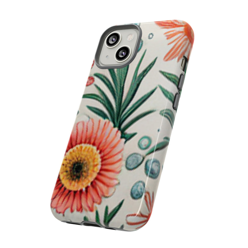 Orange Exotic Flowers Tough Cases All iPhone 15, 14, 13, 12, 11, X, 8 , Google Pixel 7, 6, 5, Samsung Galaxy 23, 22, 21, 20, 10