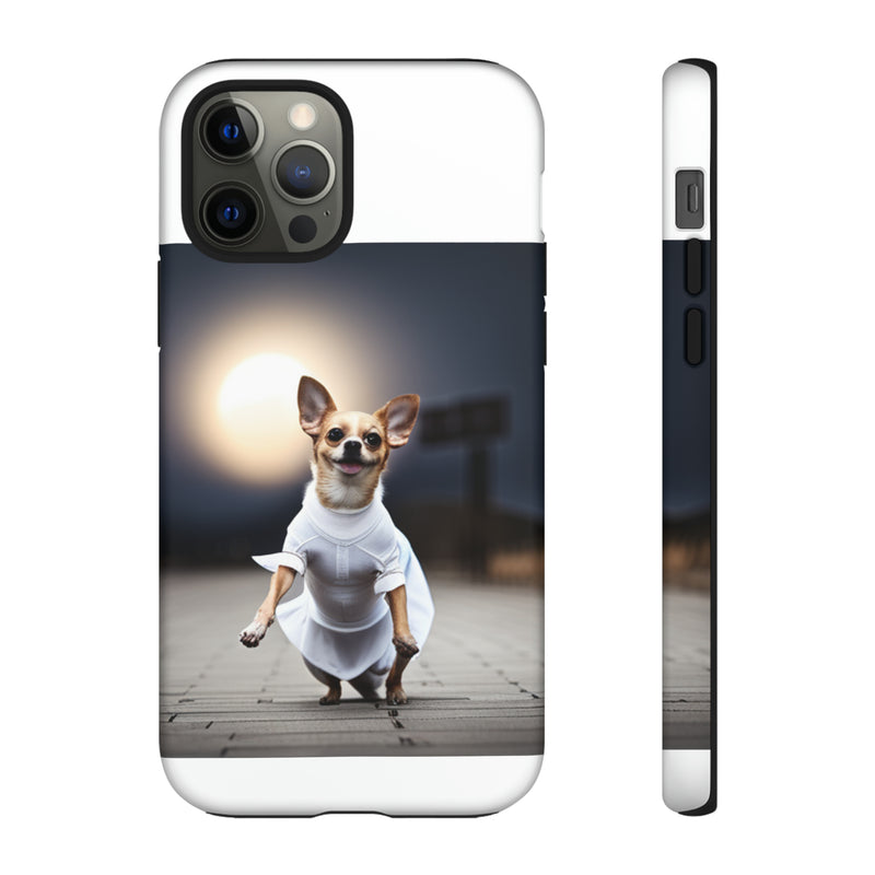 Cute White Dress Chihuahua Tough Cases. All iPhone 15, 14, 13, 12, 11, X, 8 , Google Pixel 7, 6, 5, Samsung Galaxy 23, 22, 21, 20, 10