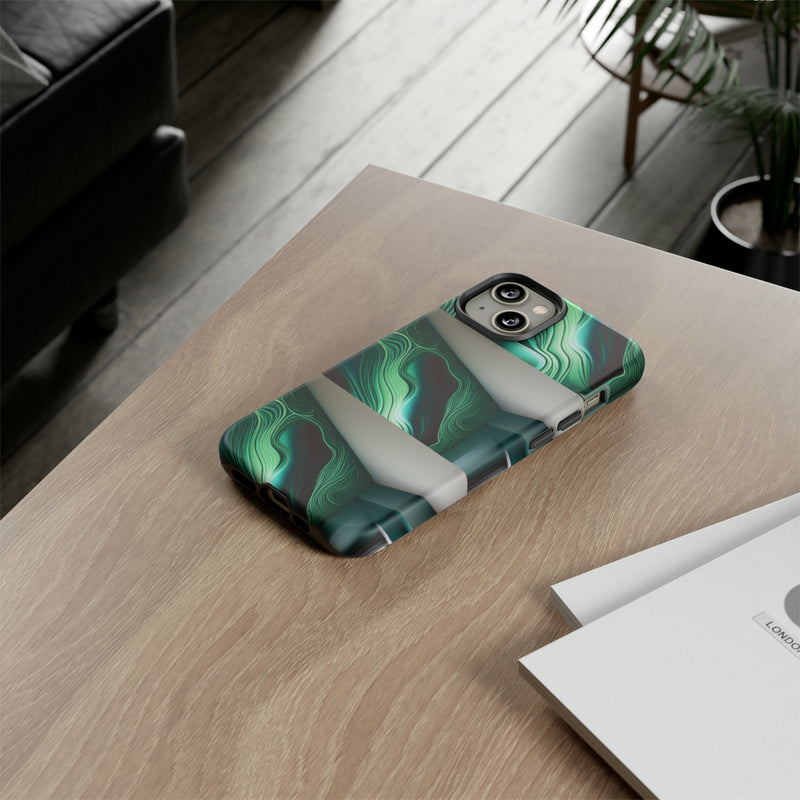 Green Geometric Patterns - Tough Cases  All iPhone 15, 14, 13, 12, 11, X, 8 , Google Pixel 7, 6, 5, Samsung Galaxy 23, 22, 21, 20, 10