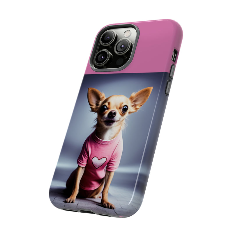 Pink Heart Chihuahua Tough Cases. All iPhone 15, 14, 13, 12, 11, X, 8 , Google Pixel 7, 6, 5, Samsung Galaxy 23, 22, 21, 20, 10