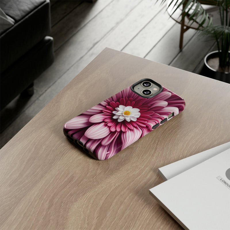 Pink Flower Tough Cases  All iPhone 15, 14, 13, 12, 11, X, 8 , Google Pixel 7, 6, 5, Samsung Galaxy 23, 22, 21, 20, 10