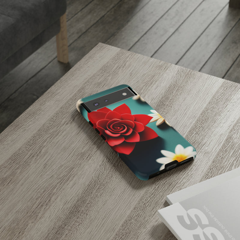 Red Flower On The Connor Tough Cases  All iPhone 15, 14, 13, 12, 11, X, 8 , Google Pixel 7, 6, 5, Samsung Galaxy 23, 22, 21, 20, 10