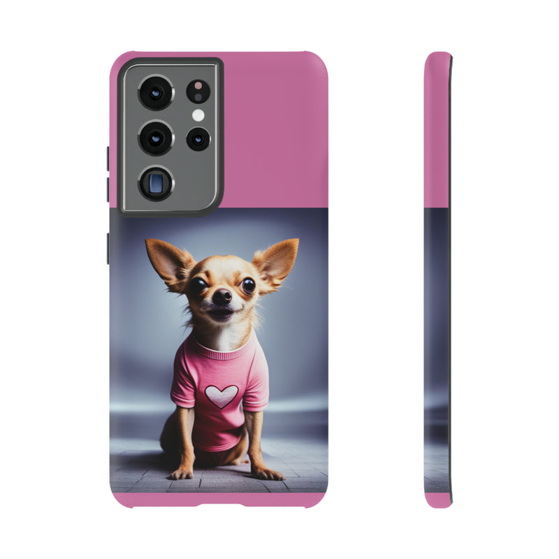 Pink Heart Chihuahua Tough Cases. All iPhone 15, 14, 13, 12, 11, X, 8 , Google Pixel 7, 6, 5, Samsung Galaxy 23, 22, 21, 20, 10