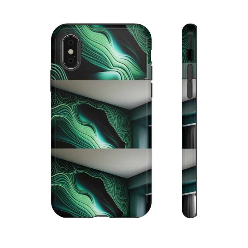 Green Geometric Patterns - Tough Cases  All iPhone 15, 14, 13, 12, 11, X, 8 , Google Pixel 7, 6, 5, Samsung Galaxy 23, 22, 21, 20, 10