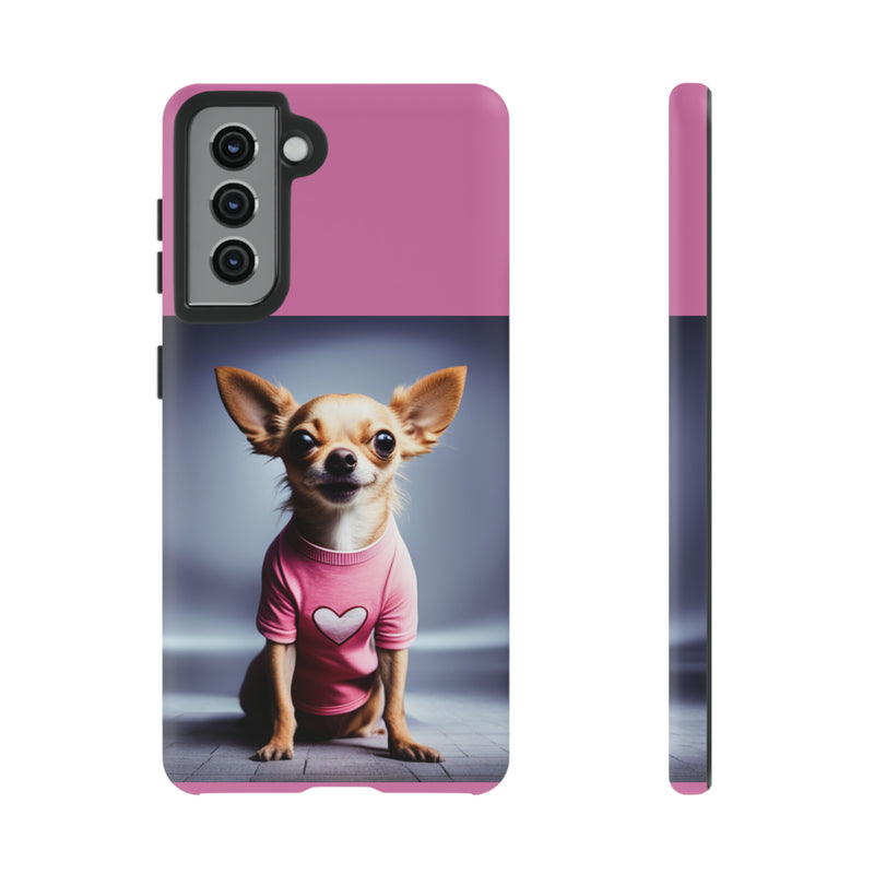 Pink Heart Chihuahua Tough Cases. All iPhone 15, 14, 13, 12, 11, X, 8 , Google Pixel 7, 6, 5, Samsung Galaxy 23, 22, 21, 20, 10